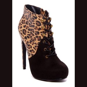 Black & Leopard boots size 9